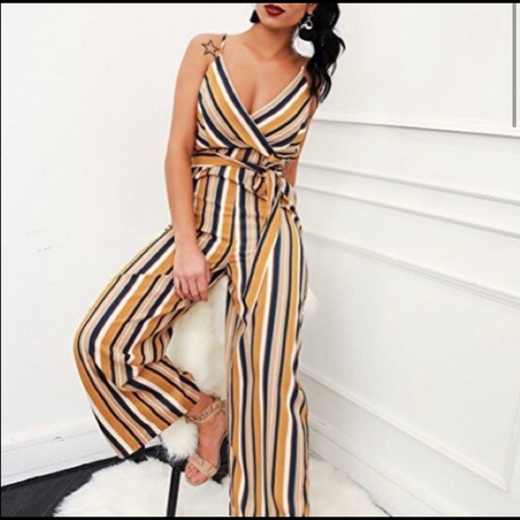 Marshalls Pants - Gold Striped Wide Leg Romper 💛